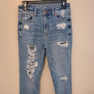 American Eagle Women's Distressed Denim Stretch Jeans, Size 2 Short